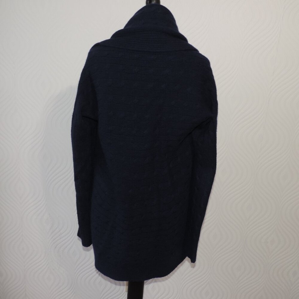 RALPH LAUREN Black Label sz M Navy Blue Cashmere Circle Sweater Cable Knit - Picture 13 of 16